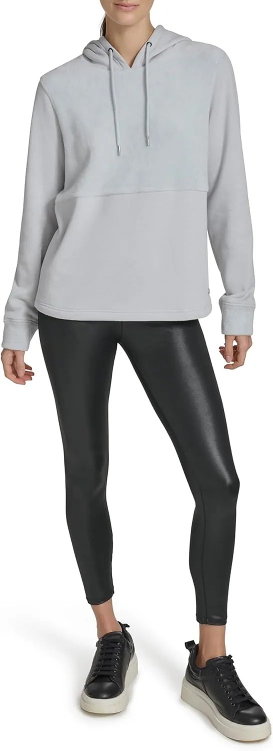 Andrew Marc Women's Front Pocket Fleece Hooded Top