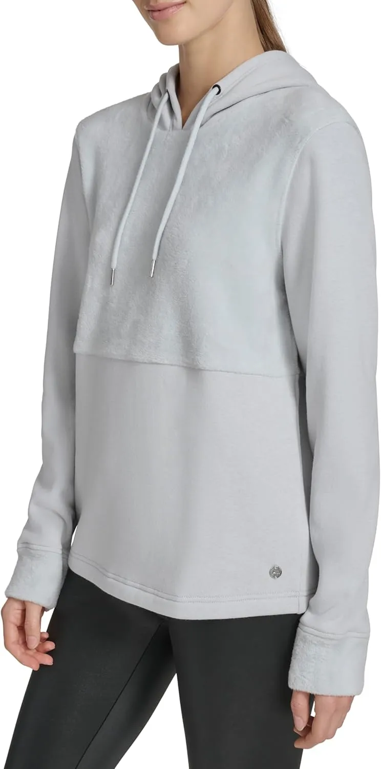 Andrew Marc Women's Front Pocket Fleece Hooded Top