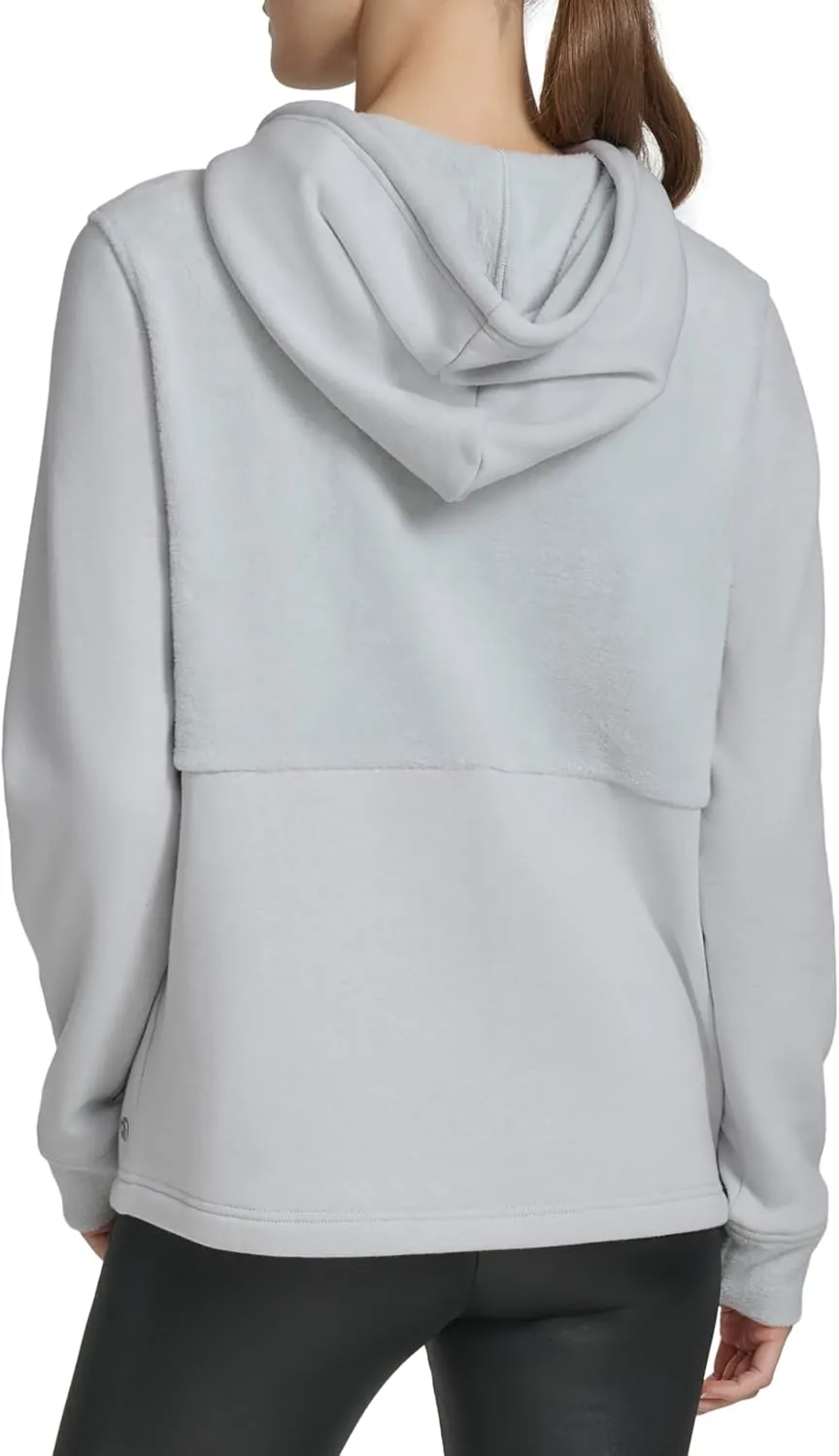 Andrew Marc Women's Front Pocket Fleece Hooded Top