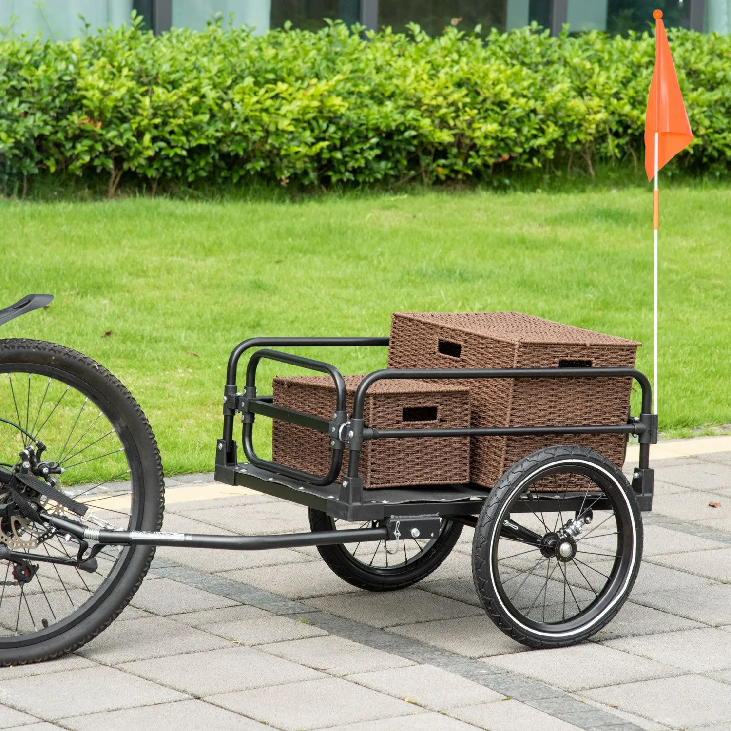 Aosom Bike Trailer Wagon Bicycle Cargo Trailer W/ Suspension, 16" Wheels | Aosom Remorque De Velo Avec Suspension, Roues De 16 Pouces