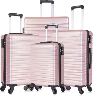 Apelila 4 Piece Hardshell Luggage Sets,Travel Suitcase,Carry On Luggage with Spinner Wheels Free Cover&Hanger Inside4PC (ROSE GOLD)