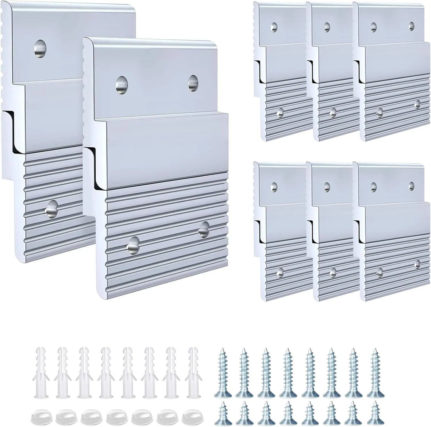 Apragaz French Cleat, Heavy Duty Hanging Picture and Mirror Hanger with Screws, Keep Level, Aluminum, Holds 30 lbs. per Pair, 2 inch - 8 Pair