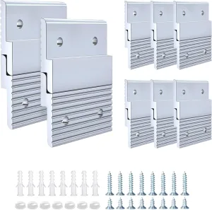 Apragaz French Cleat, Heavy Duty Hanging Picture and Mirror Hanger with Screws, Keep Level, Aluminum, Holds 30 lbs. per Pair, 2 inch - 8 Pair