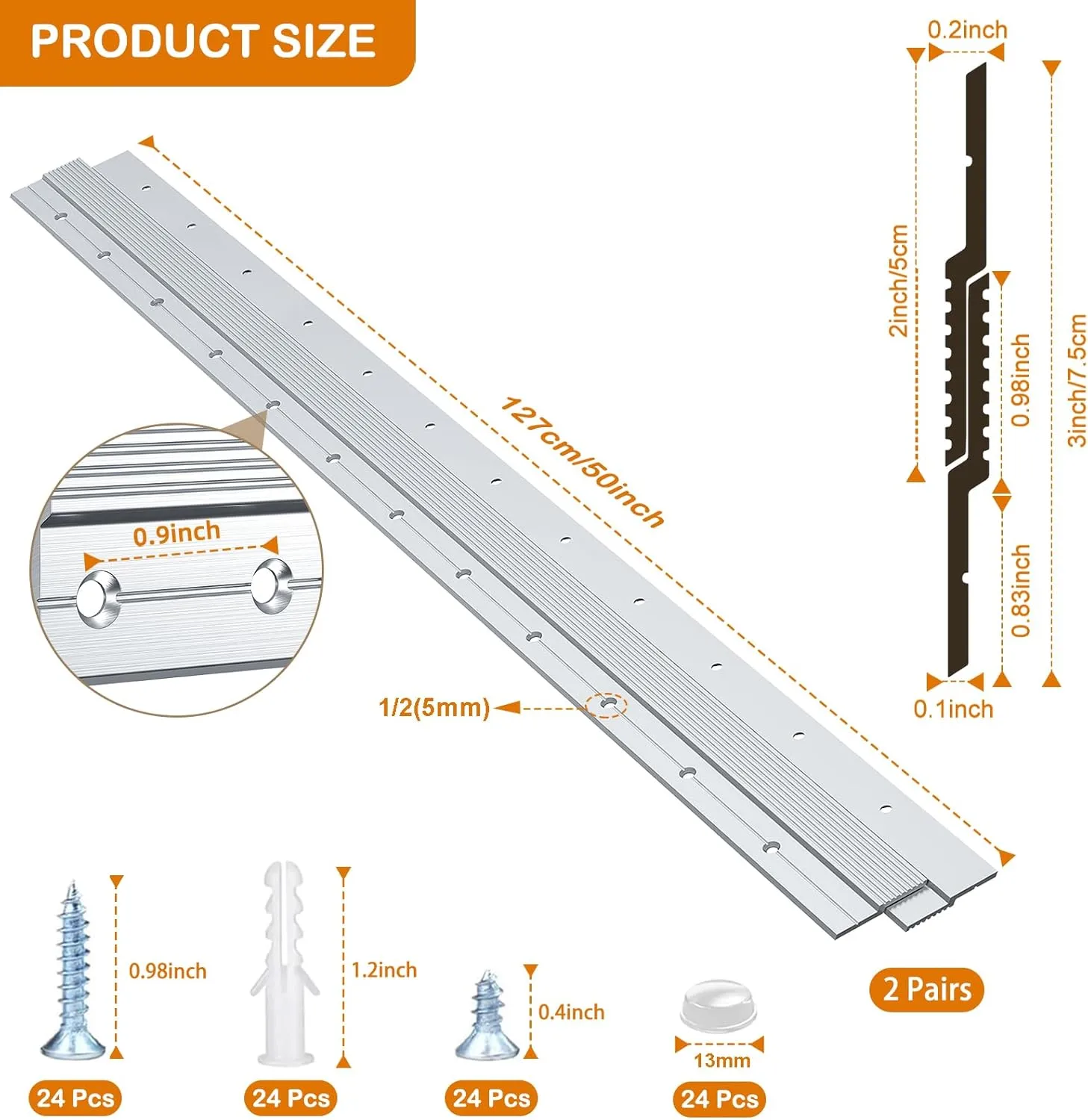 Apragaz French Cleat, Picture and Mirror Hanger with Hardware,Keep Level,300 lbs, Aluminum，50 Inch-2 Pairs
