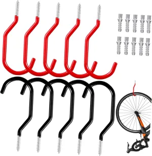 ARTIBETTER 10 Pcs Heavy Duty Bicycle Hooks for Ceiling Storage Wall Mount Bike Hangers with Expansion Tubes for Garage Scooters Tires and Gardening Tools
