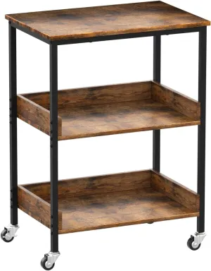 ASTARTH Kitchen Microwave Cart, 3 Tier Rolling Kitchen Utility Cart on Wheels Coffee Cart, Kitchen Storage Islands for Living and Kitchen Room