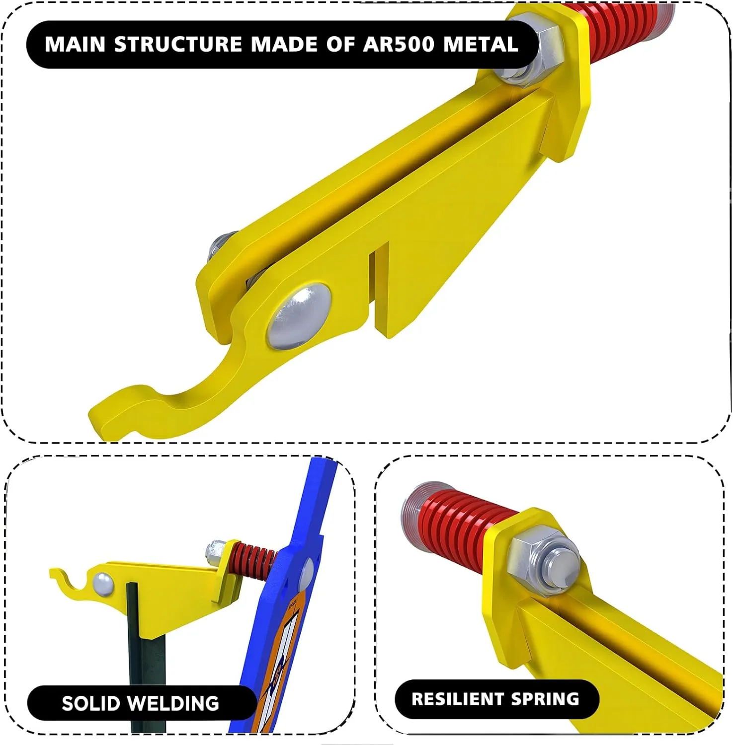 Atflbox Made of AR500 Steel Gong Hook and RecoilSpring Combo, T Post Target Hanger for AR500 Targets, Torso Silhouette Targets Conversion Adapter for Outdooor Shooting Practice