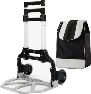 Aviation Aluminum Alloy Three-Wheeled Folding Shopping Cart Seat, Lightweight Stair Climbing Cart, Detachable Waterproof Ox Cloth Bag,B