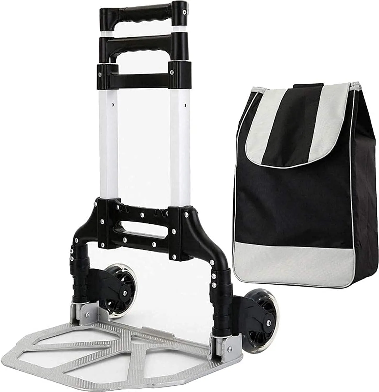 Aviation Aluminum Alloy Three-Wheeled Folding Shopping Cart Seat, Lightweight Stair Climbing Cart, Detachable Waterproof Ox Cloth Bag,B