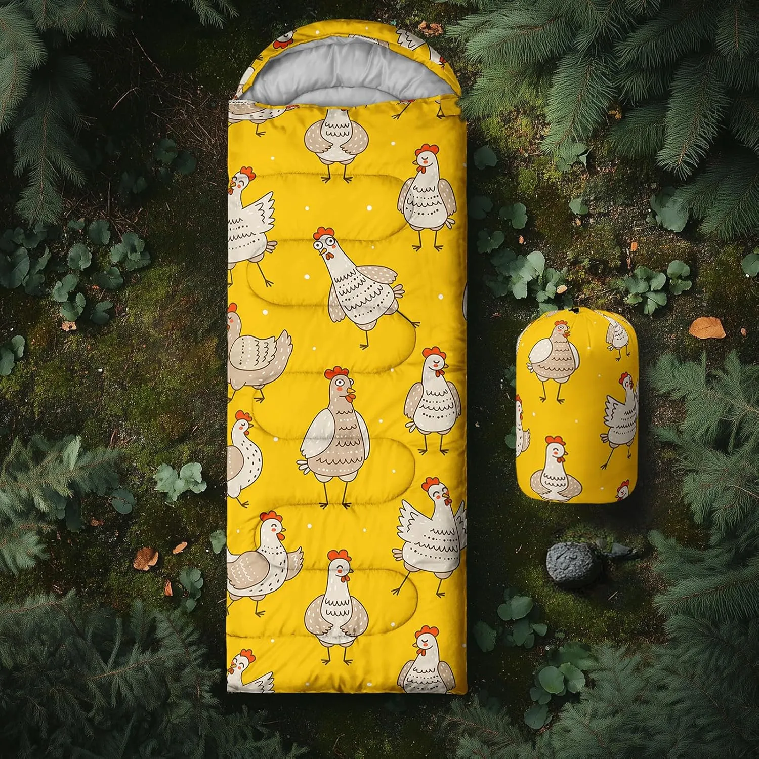 Axolotl Sleeping Bag for Kids Boys Adults,Cartoon Duck Sleeping Bag,Yellow Sleeping Bag,3 Season Warm and Cool Weather Camping Bag for Picnic Camping Outdoor Travelling Hunting Backpacking Hiking Bag