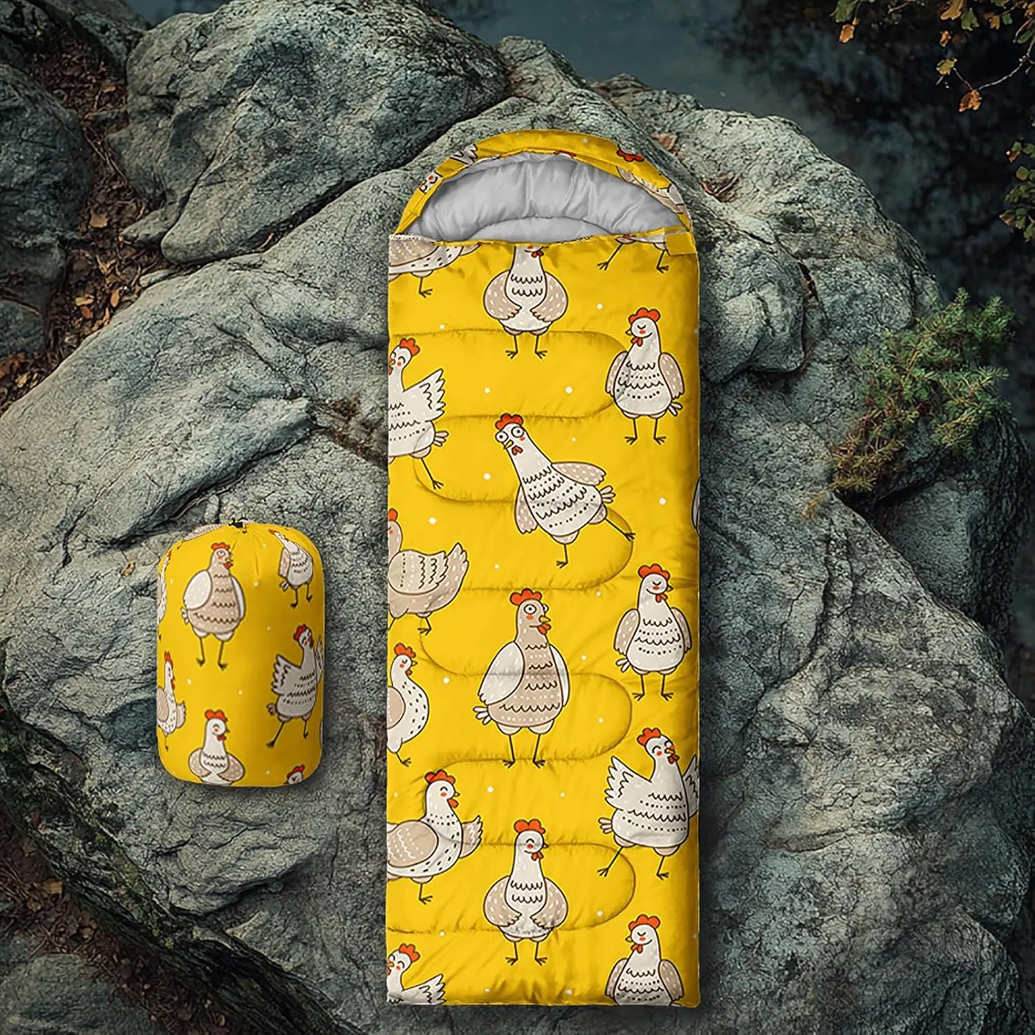 Axolotl Sleeping Bag for Kids Boys Adults,Cartoon Duck Sleeping Bag,Yellow Sleeping Bag,3 Season Warm and Cool Weather Camping Bag for Picnic Camping Outdoor Travelling Hunting Backpacking Hiking Bag