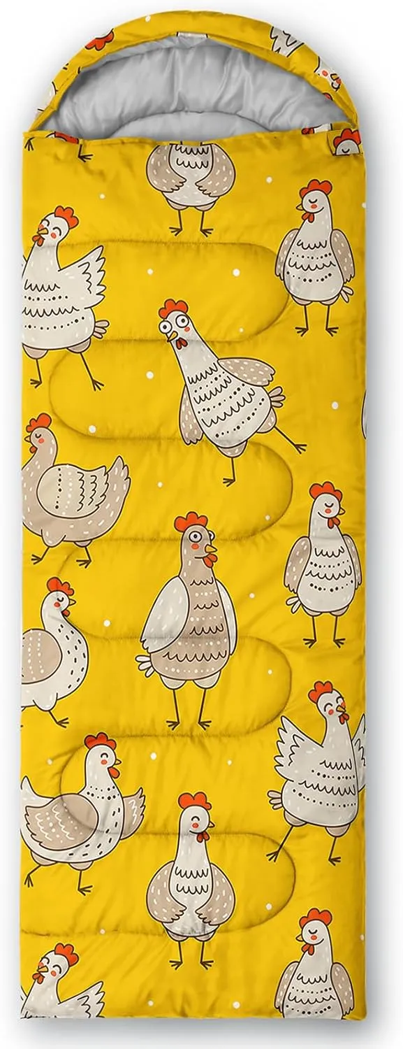 Axolotl Sleeping Bag for Kids Boys Adults,Cartoon Duck Sleeping Bag,Yellow Sleeping Bag,3 Season Warm and Cool Weather Camping Bag for Picnic Camping Outdoor Travelling Hunting Backpacking Hiking Bag