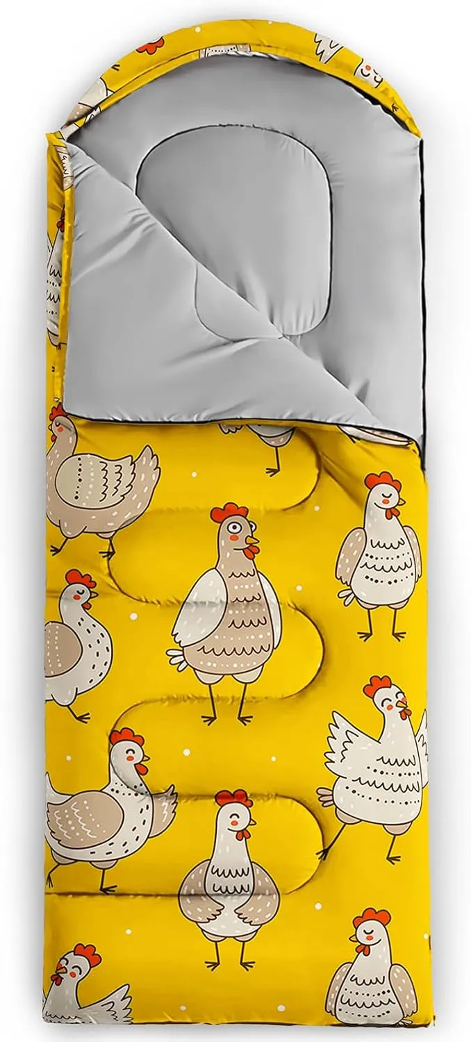 Axolotl Sleeping Bag for Kids Boys Adults,Cartoon Duck Sleeping Bag,Yellow Sleeping Bag,3 Season Warm and Cool Weather Camping Bag for Picnic Camping Outdoor Travelling Hunting Backpacking Hiking Bag