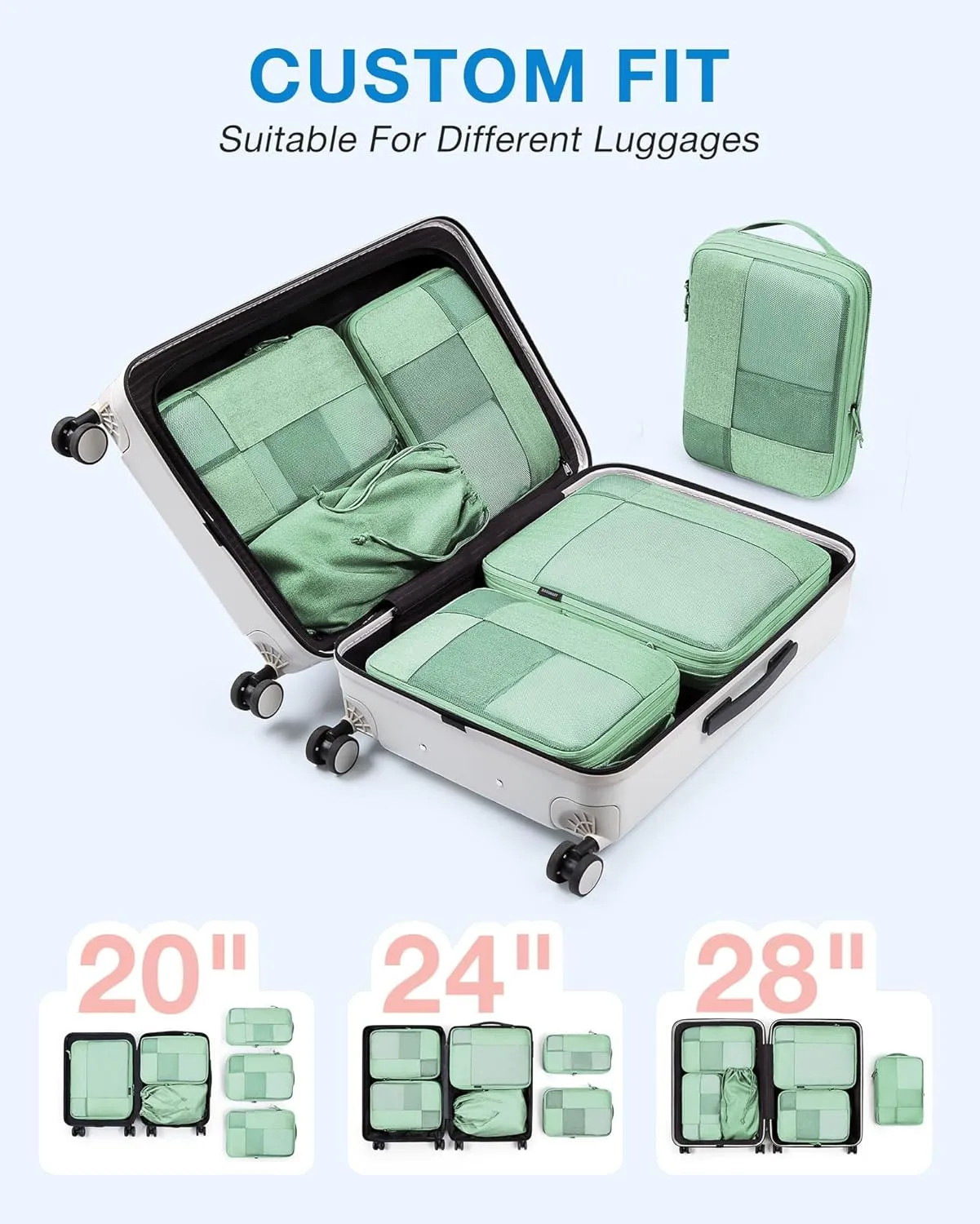 BAGSMART Compression Packing Cubes for Travel, 6 Set Packing Cubes for Carry on Suitcases, Compression Travel Cubes & Suitcase Organizer for Packing with Shoe Bag