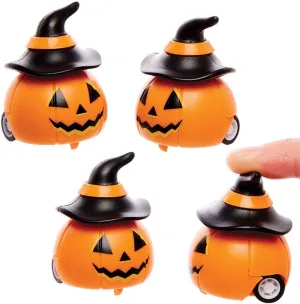 Baker Ross FX446 Pumpkin Pull Back Racers - Pack of 5, Party Bag Fillers for Kids Halloween Parties, Party Bag Toy and Favour