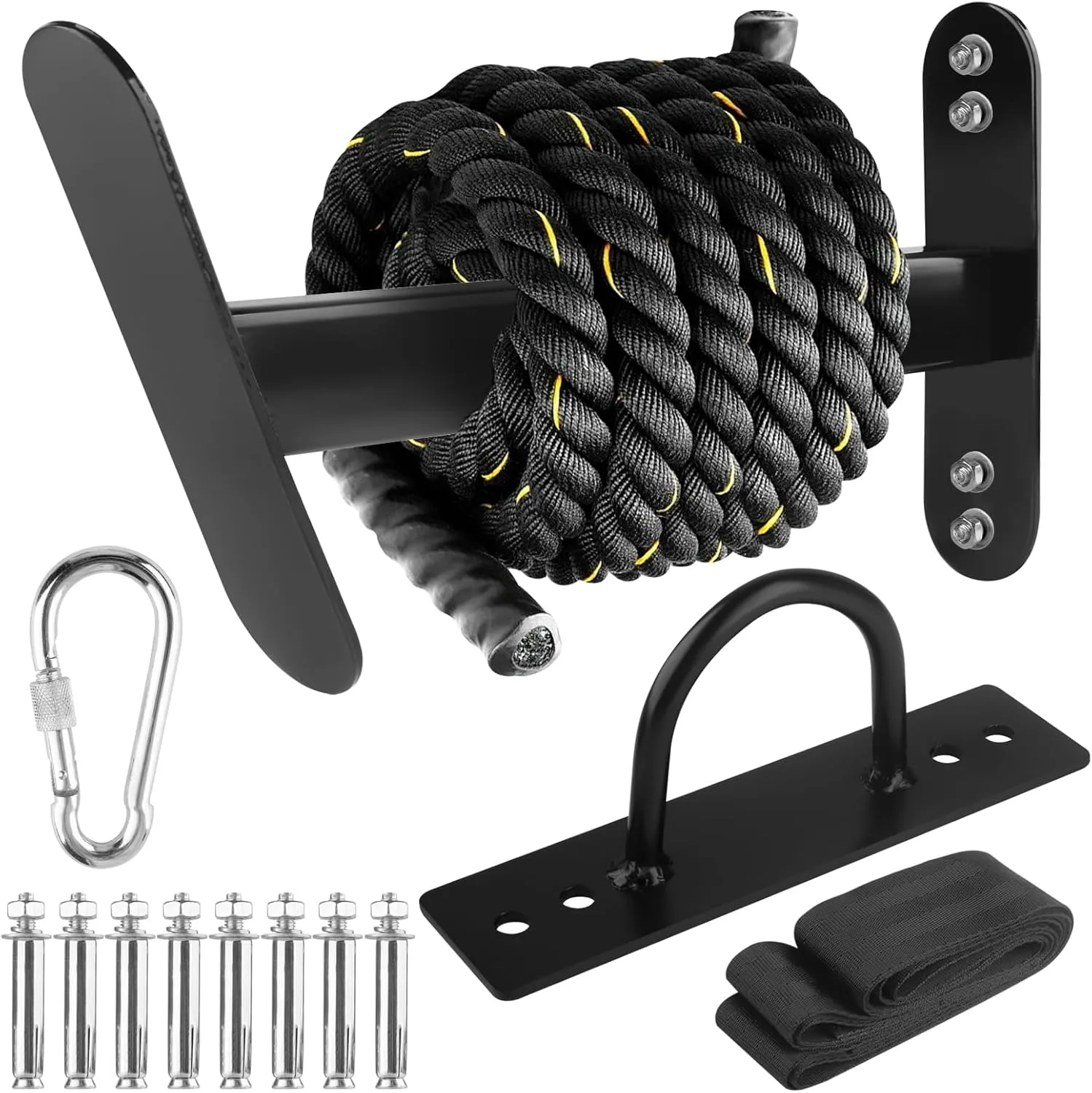 Battle Rope Hanger Anchor Strap Kit Battle Rope Storage Rack Battle Rope Fastening Hook Wall Mount Exercise Rope Organiser Home Gym or Commercial Gym