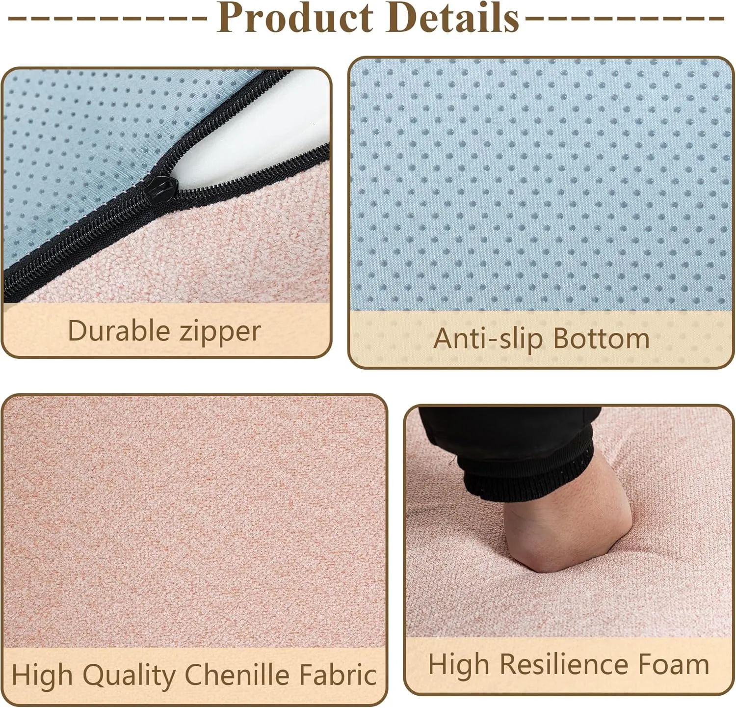 Bean Bag Chair for Adults, Comfy Reading Chair with Spring-Supported for Living Room, Bedroom, Modern Lazy Floor Sofa Chair, Pink