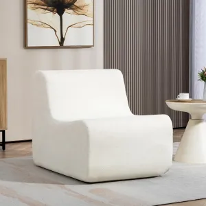 Bean Bag Chair for Adults, Comfy Reading Chair with Spring-Supported for Living Room, Bedroom, Modern Lazy Floor Sofa Chair, White