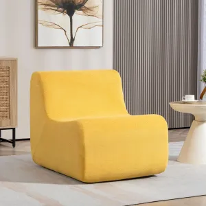 Bean Bag Chair for Adults, Comfy Reading Chair with Spring-Supported for Living Room, Bedroom, Modern Lazy Floor Sofa Chair, Yellow