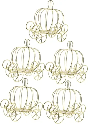 BELLIFFY Metallic Pumpkin Carriage Candy Boxes 5 Piece Set for Wedding Treats Baby Shower Decor