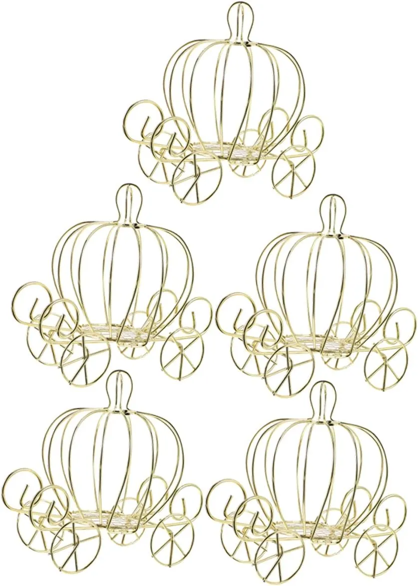 BELLIFFY Metallic Pumpkin Carriage Candy Boxes 5 Piece Set for Wedding Treats Baby Shower Decor