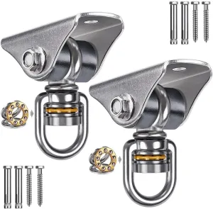 BeneLabel 2 Pack Silent Swing Hanger Heavy Duty Stainless Steel Swing Hook with Swivel Bearing for Hammock Chair, Porch Swing, Yoga Silk, Punching Bag 1000 lbs Capacity