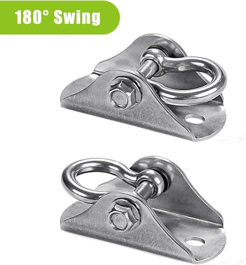 BeneLabel 2 Pack Stainless Steel 180 Swing Hooks, Heavy Duty 1000 LB Capacity, 4 Screws & 4 Expansion Bolts for Wooden & Concrete, Ceiling Mount for Hammock, Porch, Yoga, Punching Bag