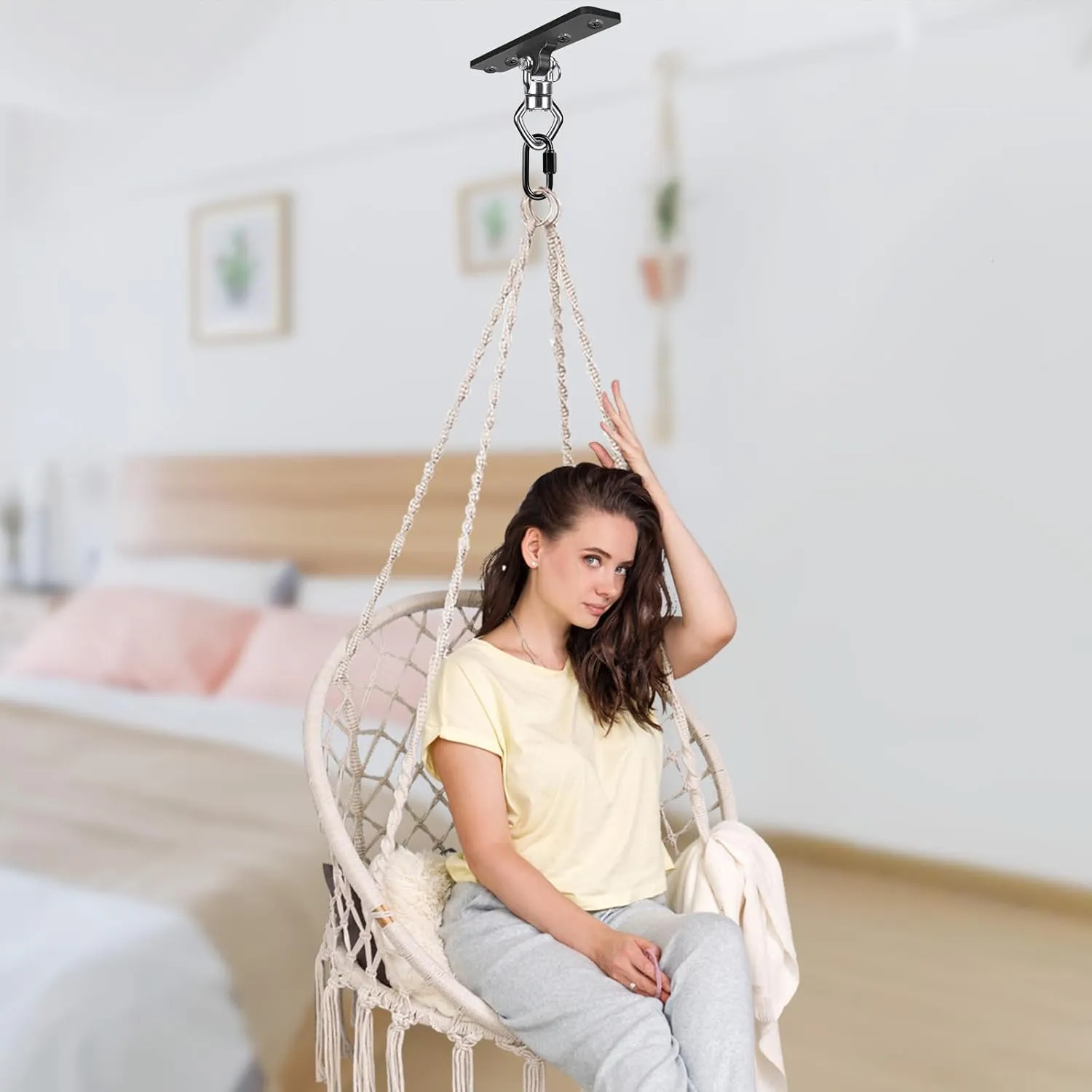 BeneLabel Ceiling Mount Swing Hanger with Bearing 900 LB Capacity Heavy Bag Hanger Stainless Steel Hanging Chair Mount 360° Swing Hardware for Aerial Silks, Punching Bag, Gymnast Ring