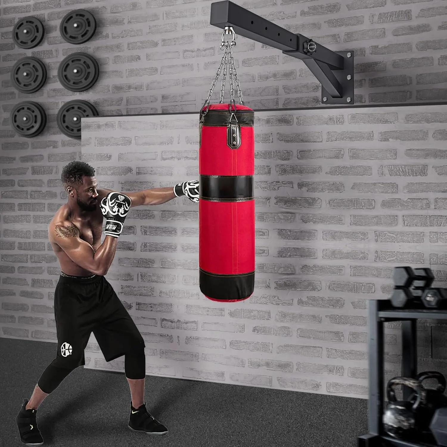 BeneLabel Wall Mount Heavy Bag Hanger, Heavy Duty Punching Bag Stand, Boxing Bag Bracket for Home Gym Indoor Outdoor, 800 LB Capacity