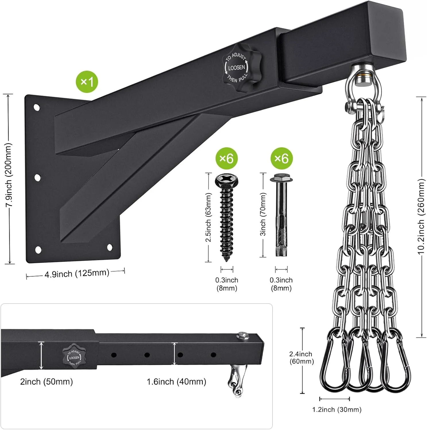 BeneLabel Wall Mount Heavy Bag Hanger, Heavy Duty Punching Bag Stand, Boxing Bag Bracket for Home Gym Indoor Outdoor, 800 LB Capacity