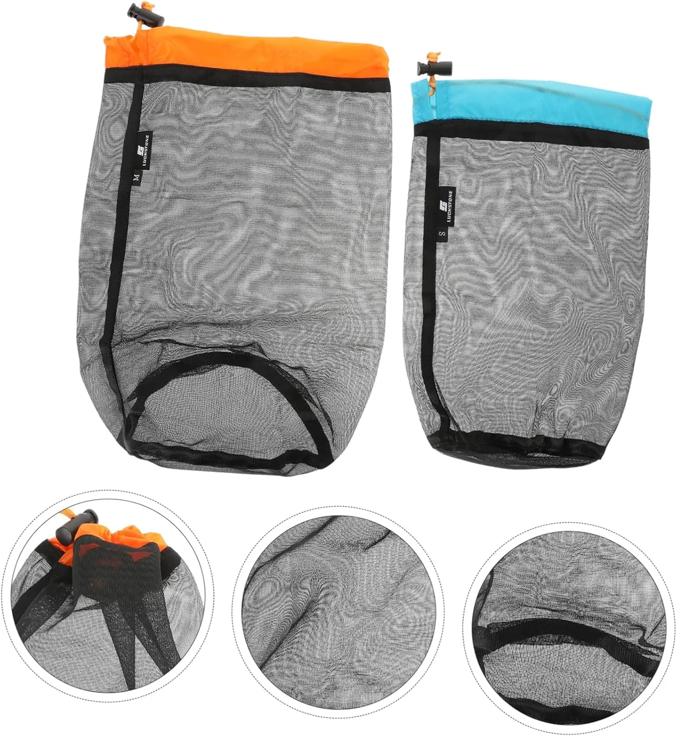 BESPORTBLE 2sets 2pcs Portable Mesh Drawstring Storage Bags Lightweight Travel Clothes Organizer for Camping Business and Fitness for Sundries and Sleeping Bags 2pcs*2