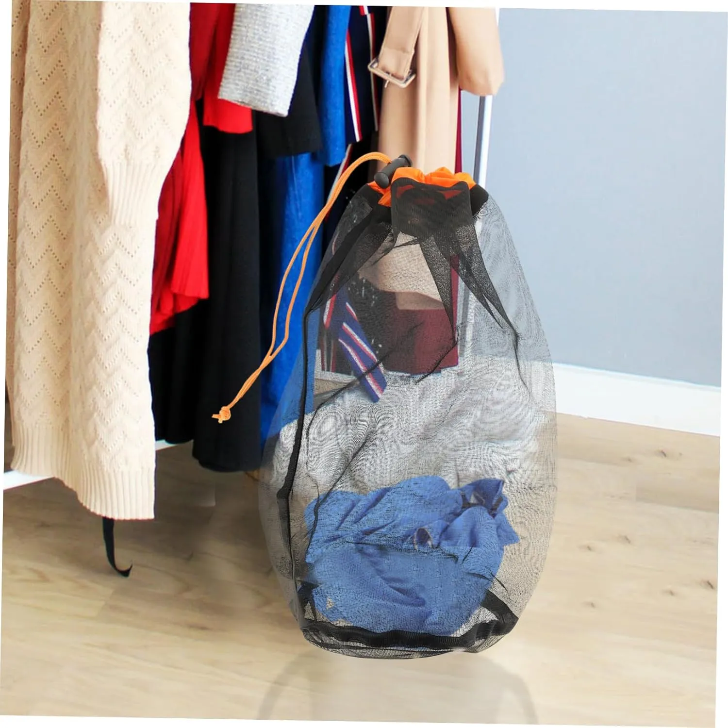 BESPORTBLE 2sets 2pcs Portable Mesh Drawstring Storage Bags Lightweight Travel Clothes Organizer for Camping Business and Fitness for Sundries and Sleeping Bags 2pcs*2
