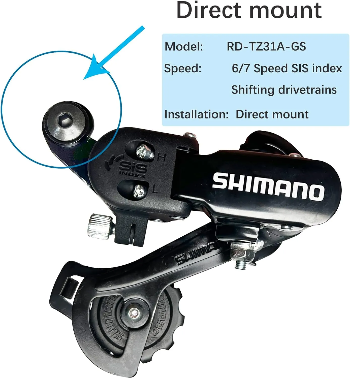 Bicycle Rear Derailleur Tourney RD-TY21/RD-TZ31 6/7 Speed Direct Mount/Hanger Mount for MTB Bike