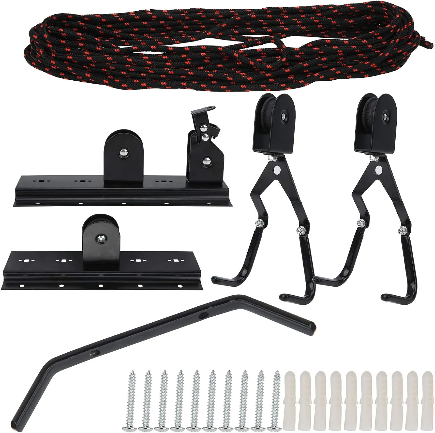 Bike Ceiling Hanger Lift Cargo Storage Wall Mount Hook Roof Hoist Pulley Rack Space Saving Garage Organizer Steel ABS Rubber Nylon Rope 1590g 40 60kg Load Capacity