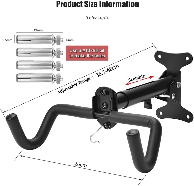 Bike Wall Mount for Specialized S-Works Stumpjumper, Adjustable Horizontal Bike Wall Hanger, Space Saving Indoor Bicycle Storage, Road, Mountain or Hybrid Bikes