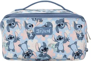 Bioworld Disney Stitch Poses All-Over Print 9" Blue Cosmetic Bag