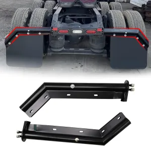 Black Angled Spring Loaded Mud Flap Hanger Bracket Set 1-1/8" Bolt Spacing 27.5" Length fit for Semi Trucks, 2PCS