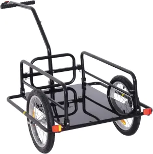 Black Folding Cargo Trailer with Seat Post Hitch for Quick Easy Attachment to Bicycle Can Fit Most Bicycles Quick Release Wheel Storage Cart for Transportation of Luggage Tools Groceries Space Saving