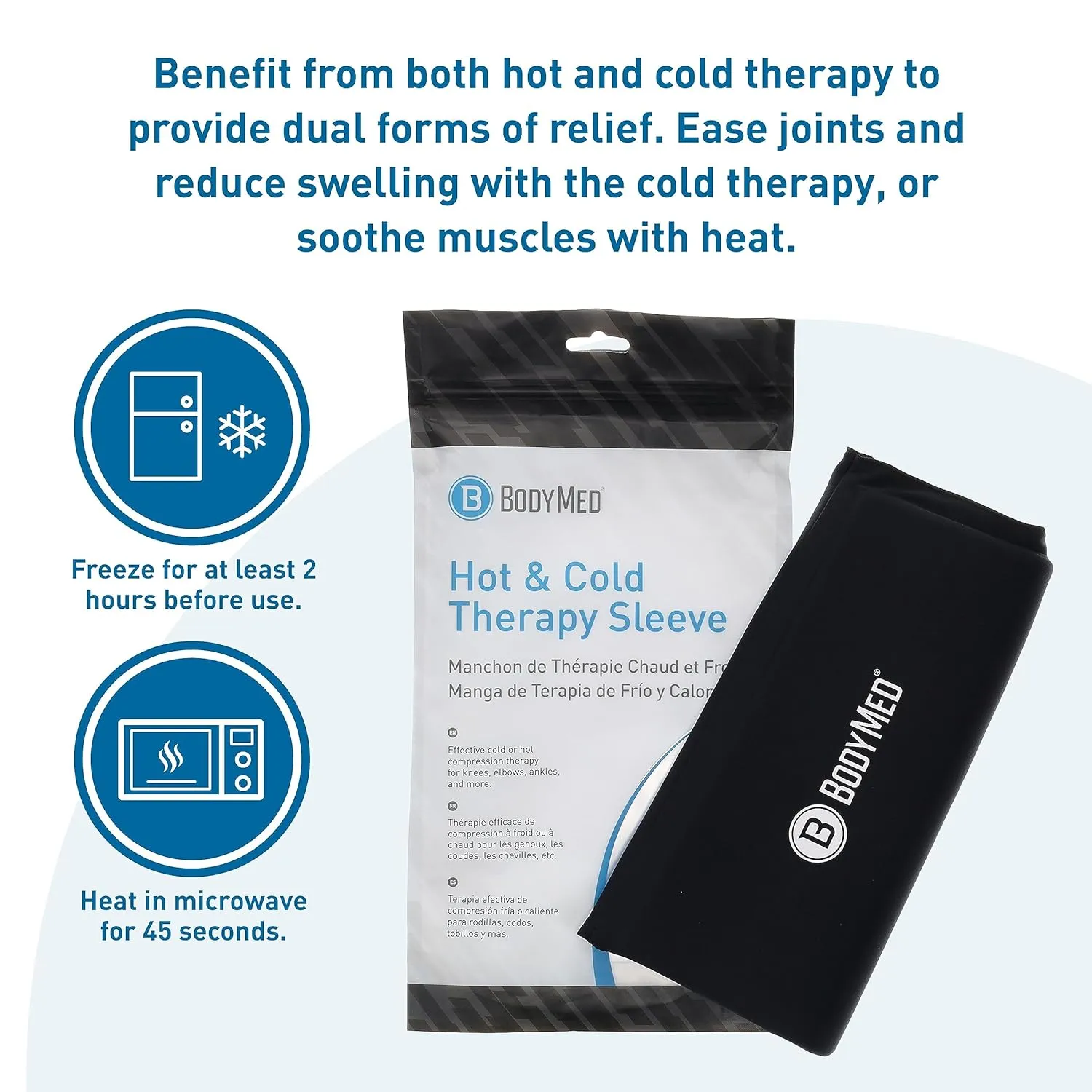 BodyMed 360° Hot & Cold Sleeve for Knee, Elbow, Ankle, Wrist Discomfort Relief – Flexible, Reusable Gel Ice Pack Compression Therapy for Sprains, Arthritis, Tendonitis - Large