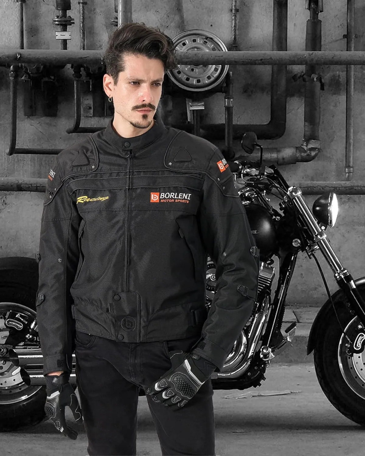 BORLENI Motorcycle Jacket Motorbike Riding Jacket Windproof Motorcycle Full Body Protective Gear Armor