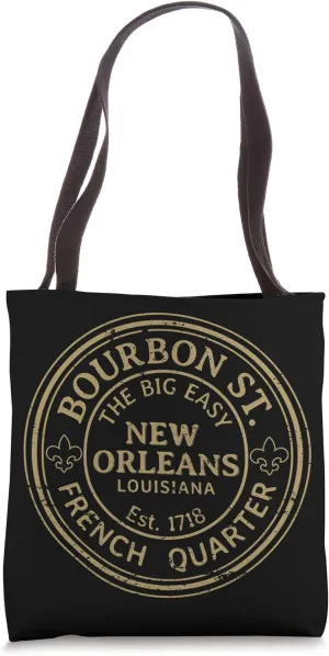 Bourbon Street New Orleans French Quarter Distressed Tote Bag