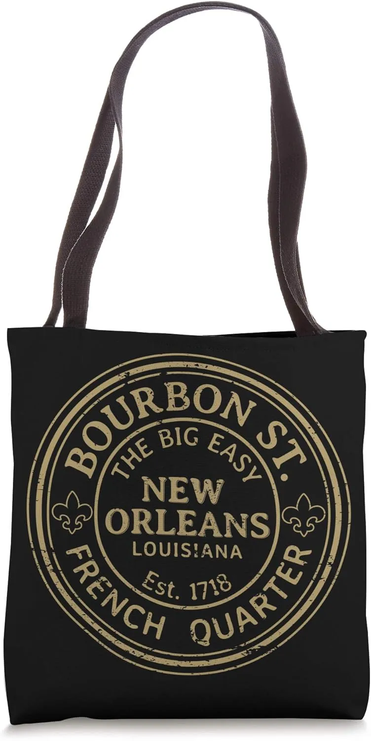 Bourbon Street New Orleans French Quarter Distressed Tote Bag