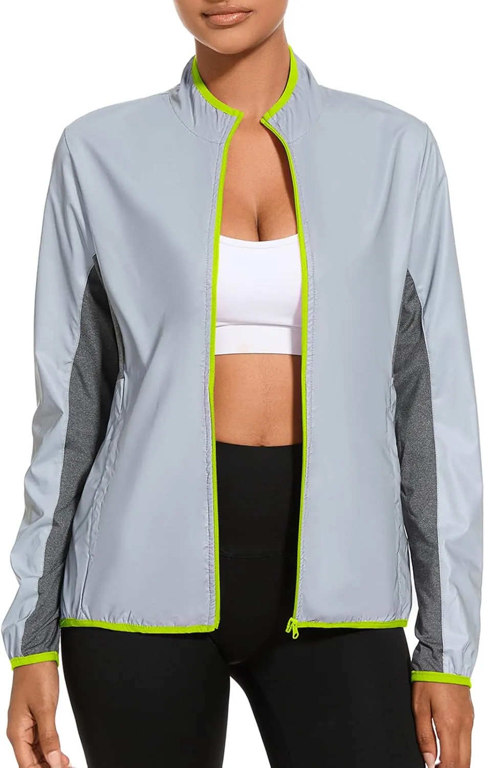bpbtti Running Jackets for Women 360 Reflective Windproof Lightweight Jacket for Travel Hiking Cycling