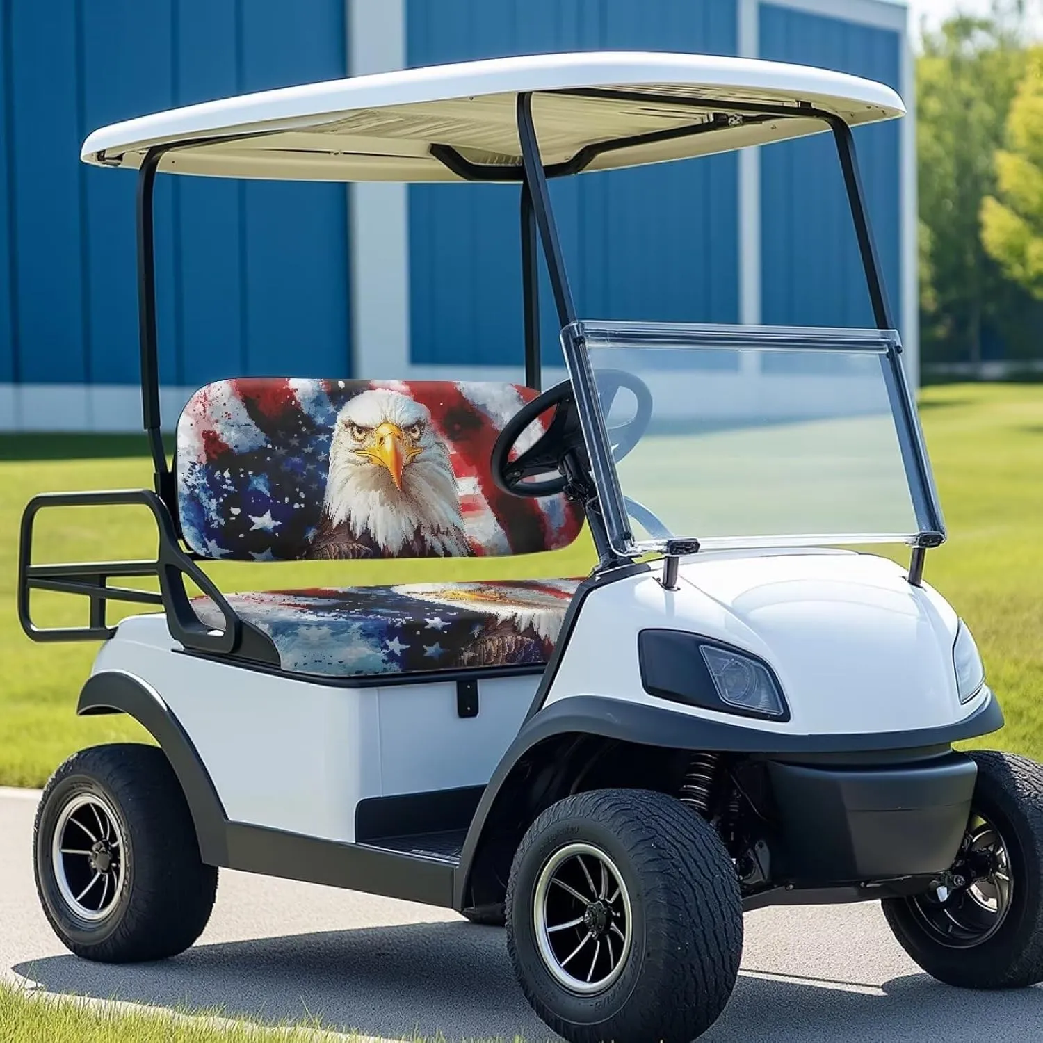 Bulopur American Flag Eagle Golf Cart Seat Towel Covers Non-Slip Elastic Patriotic Golfcart Front Seat Cover Compatible with EZGO & Club Car Patriotic Golf Cart Accessories 4th of July Decor