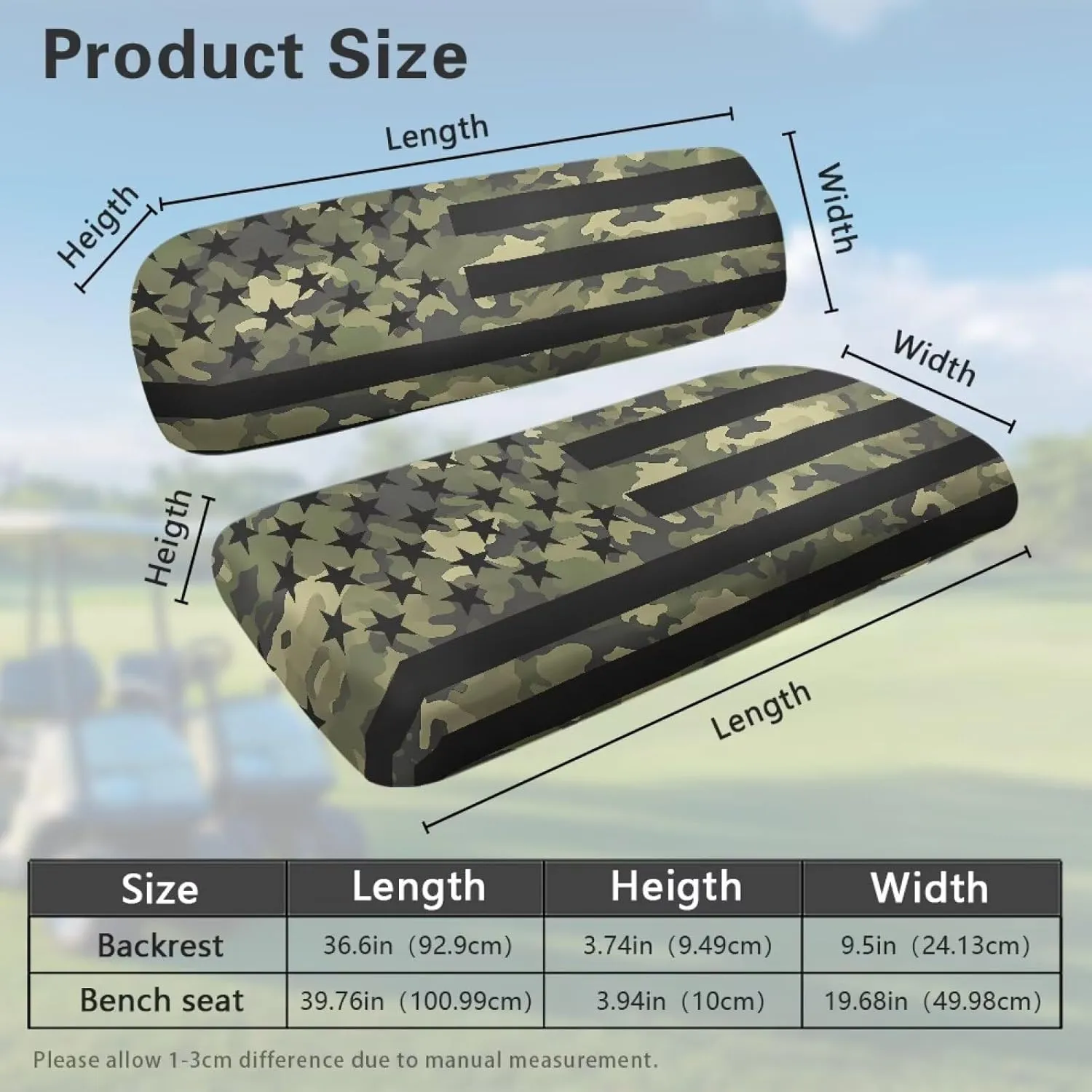Bulopur American Flag Golf Cart Seat Towel Covers Non-Slip Elastic Green Camo Golfcart Front Seat Cover Compatible with EZGO & Club Car Patriotic Golf Cart Accessories 4th of July Decor