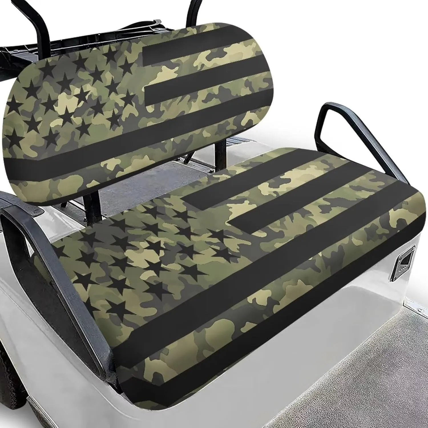 Bulopur American Flag Golf Cart Seat Towel Covers Non-Slip Elastic Green Camo Golfcart Front Seat Cover Compatible with EZGO & Club Car Patriotic Golf Cart Accessories 4th of July Decor