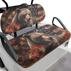 Bulopur Black Bear Golf Cart Seat Covers Towel Blanket for EZGO TXT RXV/Club Car DS Precedent Patriotic Golf Car Seat Cushion Cover and Backrest Cover Sets 4th of July Decor
