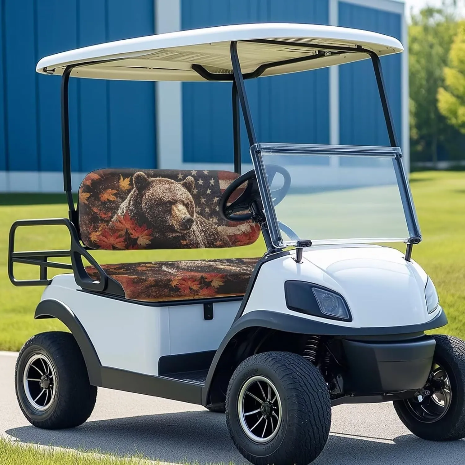 Bulopur Black Bear Golf Cart Seat Covers Towel Blanket for EZGO TXT RXV/Club Car DS Precedent Patriotic Golf Car Seat Cushion Cover and Backrest Cover Sets 4th of July Decor