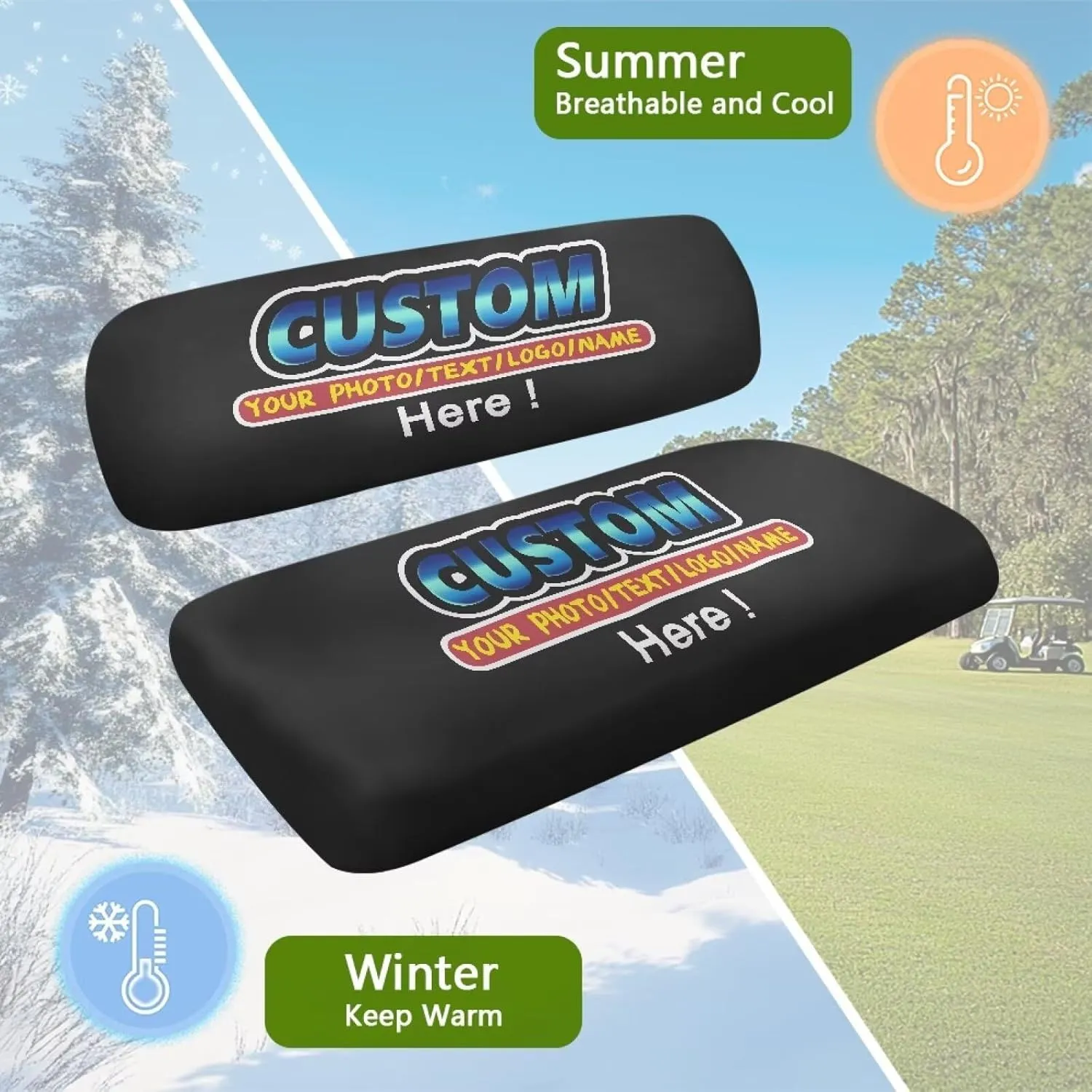 Bulopur Custom Golf Cart Seat Covers 2 Set Personalized Golfcart Seat Blanket Towel Breathable Soft Cozy Golf Cart Accessories for Club Car
