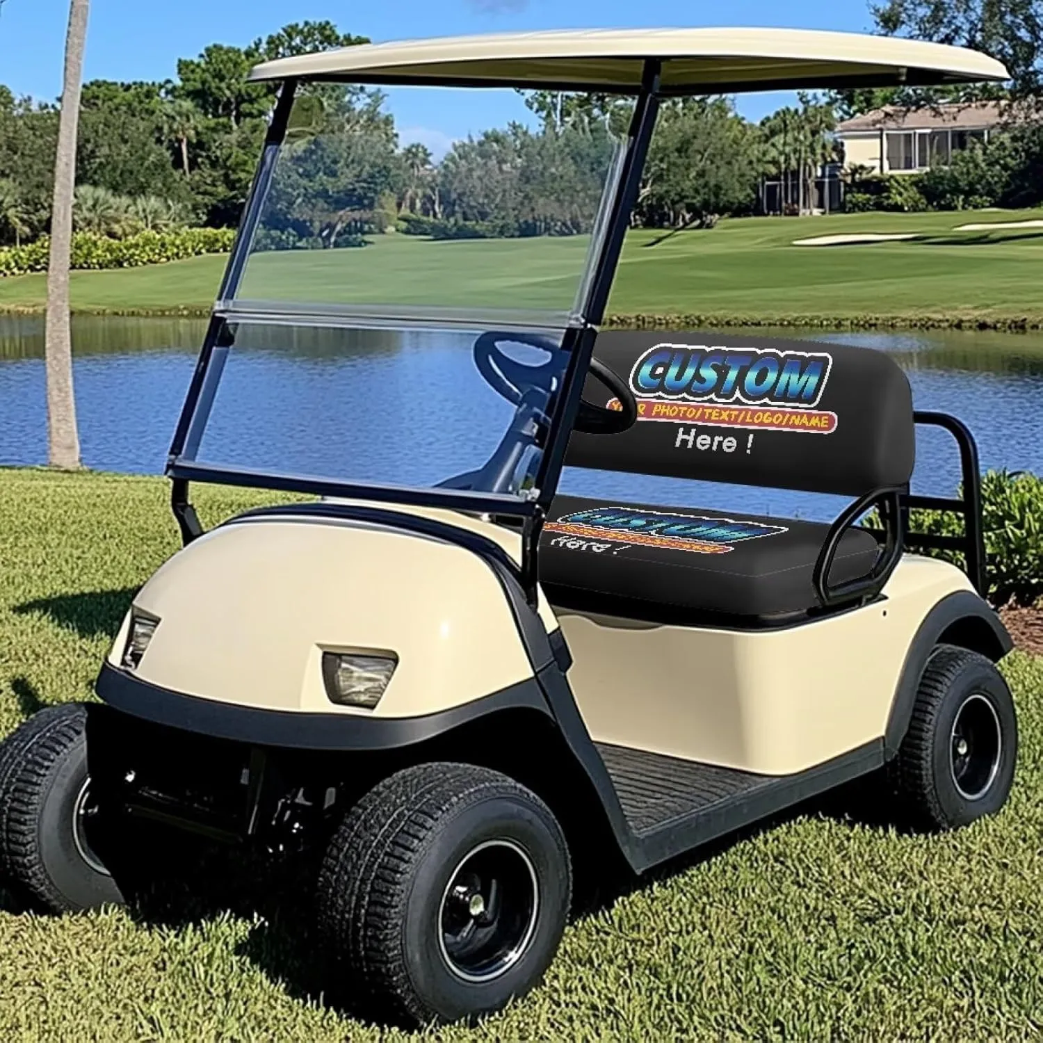 Bulopur Custom Golf Cart Seat Covers 2 Set Personalized Golfcart Seat Blanket Towel Breathable Soft Cozy Golf Cart Accessories for Club Car